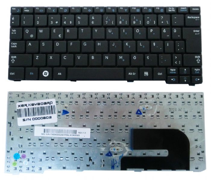 Samsung N150, Samsung N143, Samsung N145, Samsung N148, Samsung N128, Samsung N158, Samsung NB30, Samsung NB20, Samsung N144, Samsung N102, Samsung N102S, Samsung N140 Klavye Türkçe Siyah