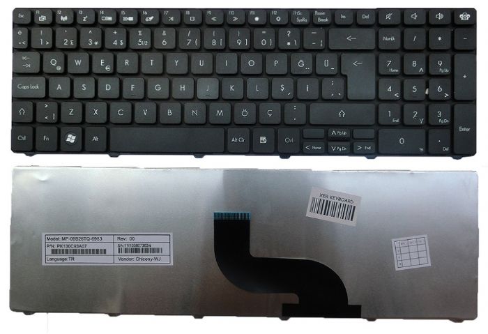 Packard Bell Easynote NEW90 NEW91 NEW95 P5WS6 PEW72 PEW76 PEW91 TM05 TM81 TM85 TM86 TM87 TM89 TM93 TM94 TM98 LM94 LM98 KLAVYE TÜRKÇE (ORJİNAL) MP-09B26TQ-6983