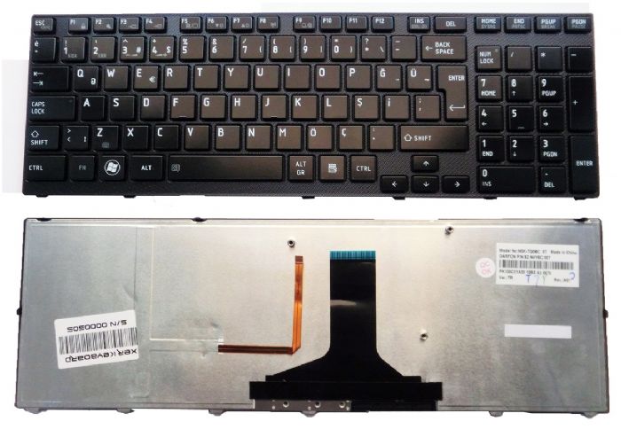 Toshiba A660, Toshiba A665, Toshiba P750 Klavye Türkçe Işıklı NSK-TQBC, PK130CX1A20