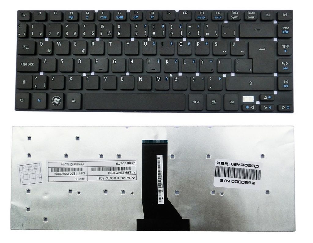 Acer ES1-511, Acer E1-410, Acer E1-410G, Acer E1-422, Acer E1-422G Klavye Türkçe