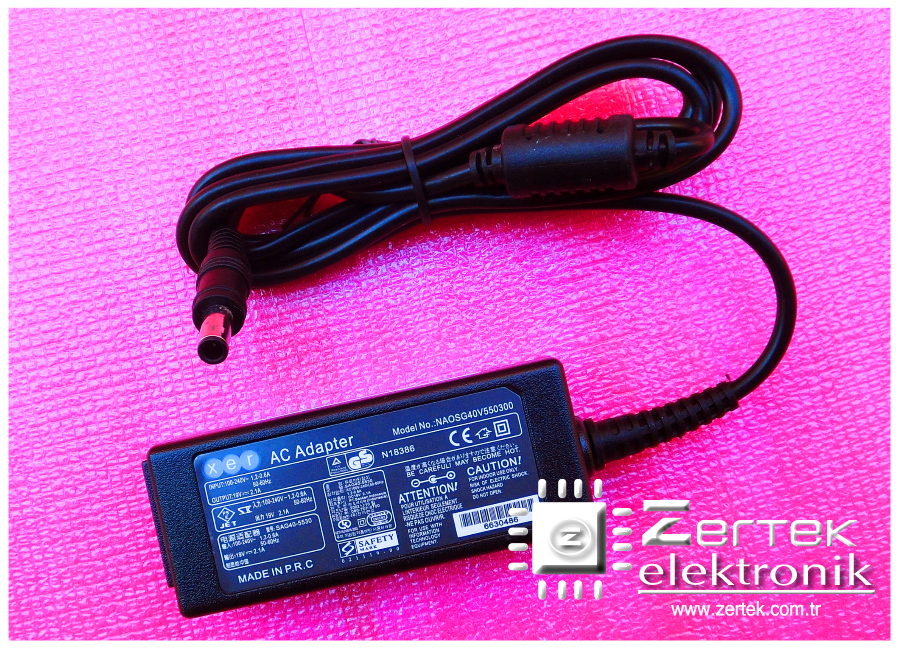 SAMSUNG 40 WATT 19V 2.1A 5.5 X 3.3 mm. NETBOOK ADAPTÖR