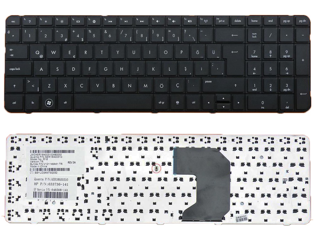 HP G7 Hp G7-1000 Klavye Türkçe AER18U00310 PN640208-001