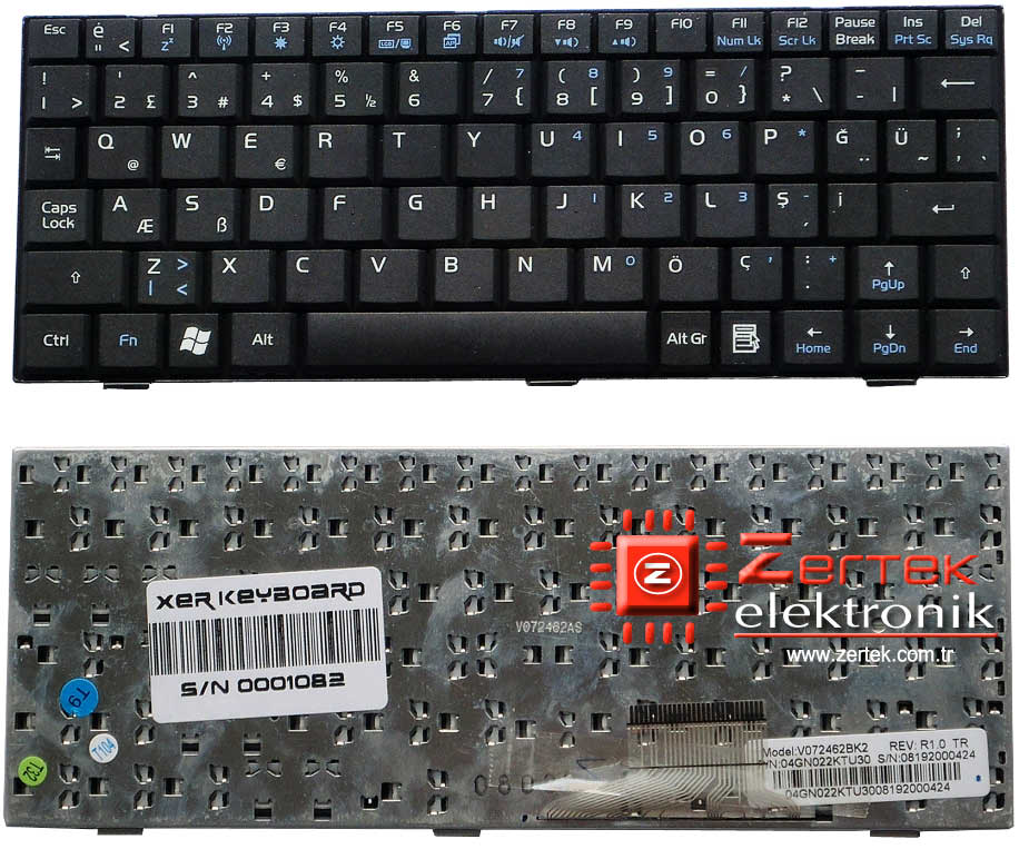 Asus Eee Pc 700, 701, 900, 901 Klavye (SİYAH) MP-07C63TQ-5285 V072462BK2