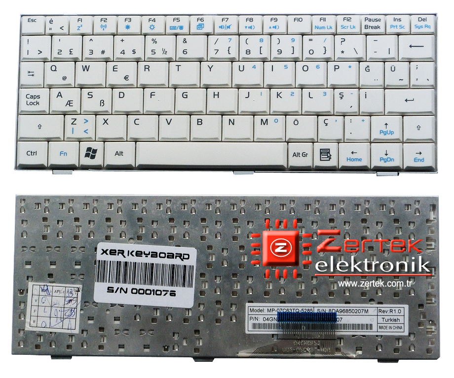 Asus Eee Pc 700, 701, 900, 901 Klavye (BEYAZ) MP-07C63TQ-5285
