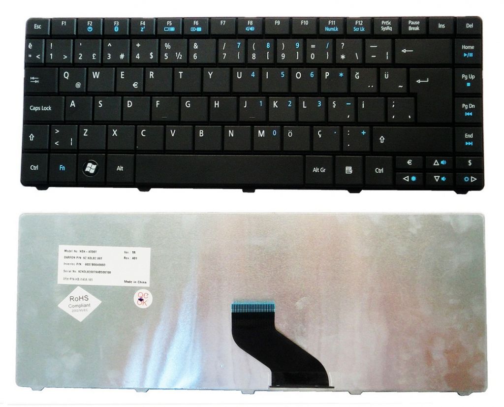 Acer TM8371, Acer TM8471, Acer E1-421, Acer E1-421G Acer E1-431, Acer E1-431G, Acer E1-471, Acer E1-471G Klavye Türkçe 9Z.N3L82.00T