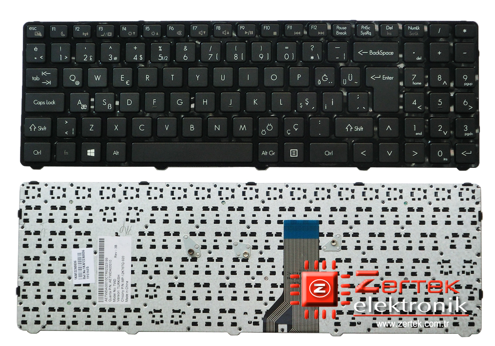 Grundig  GNB 1587, GNB 1598,  GNB 1599, GNB 1588, GNB 1565, GNB 1567, GNB 1690 Klavye Türkçe Orjinal Çerçeveli