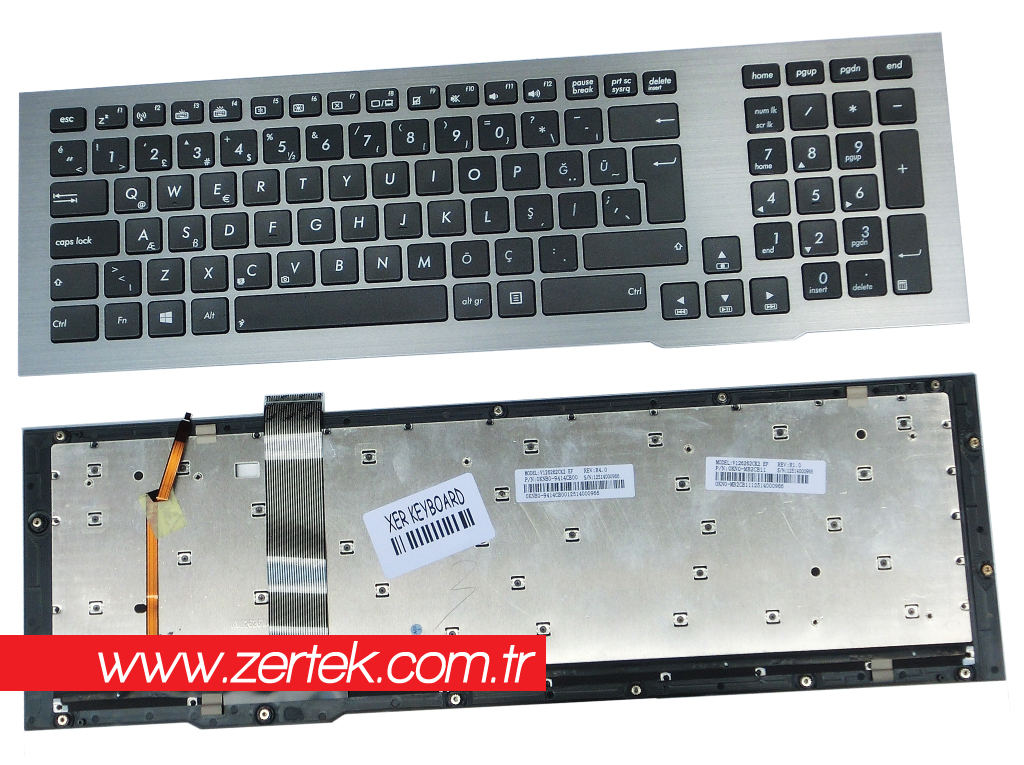 Asus G75, Asus G75VM, Asus G75VW, Asus G75VW-T1086V Notebook Klavye Türkçe Işıklı V126262CK2