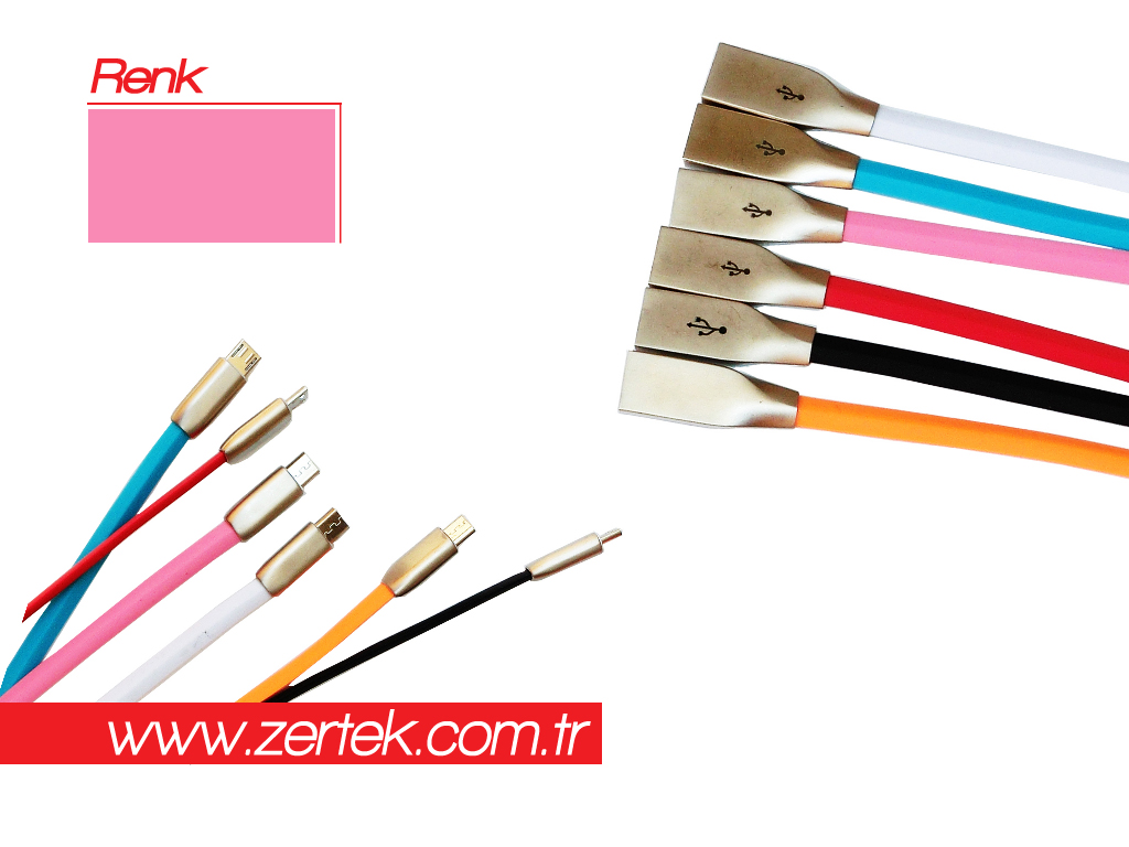 Micro Usb Şarj Data Kablo Pembe 100 Cm. Silikonlu 2 Amper A++ Kalite