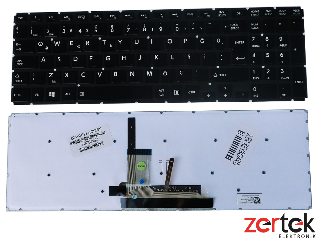 Toshiba L50-B, Toshiba C55D-C-120 Klavye Türkçe (IŞIKLI) MP 13R76TQJ920 AEBLIA02010