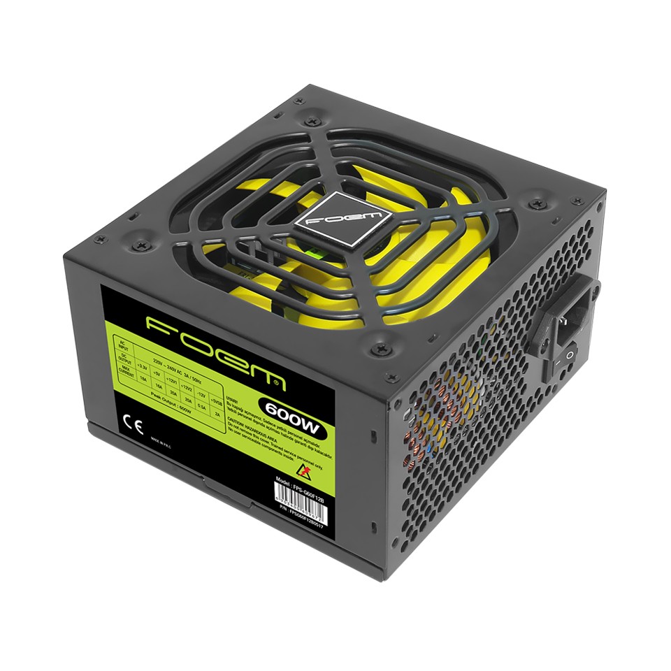 FOEM FPS-G60F12B 600W Power Supply (Aktif PFC, 12cm Fan)