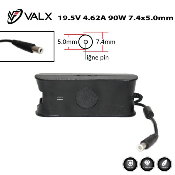 Dell 90 Watt 19.5V 4.62 A 7.4 X 5.0 mm. LA-19575 Notebook Adaptör