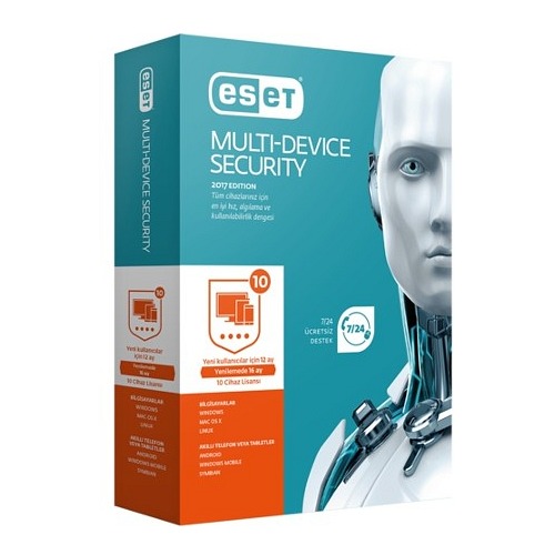 Eset Nod32 Pc+Mobile Multidevice Security V10 Türkçe 10 Kullanıcı 1 Yıl Kutu 2018