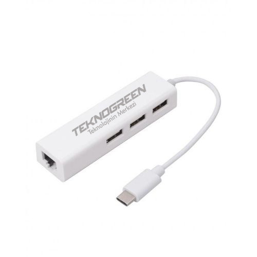 TeknoGreen TKU-444 Type C To RJ45-3 Port Usb 2.0 Usb Çoklayıcı