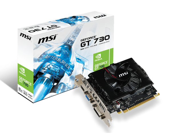 MSI VGA N730-2GD3V2 GT730 2GB DDR3 128B DX12 PCIE 3.0 X16 VGA/DVI/HDMI