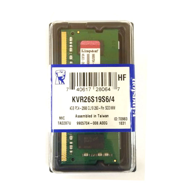Kingston 4GB 2666Mhz DDR4 CL19 Notebook Ram KVR26S19S6/4