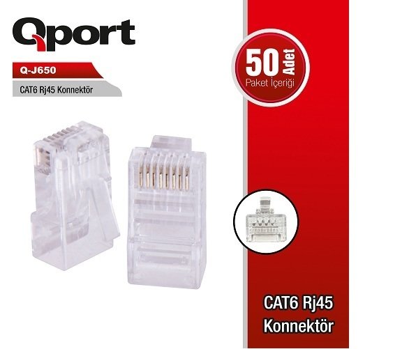 Qport Q-J650 RJ45 CAT6 Konnektör 50 Adet