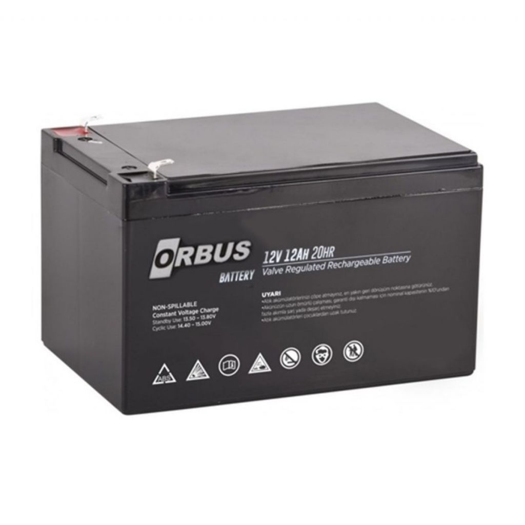 Orbus 12V 12AH Bakımsız Kuru Tip Ups Aküsü 5 Yıl Ömür
