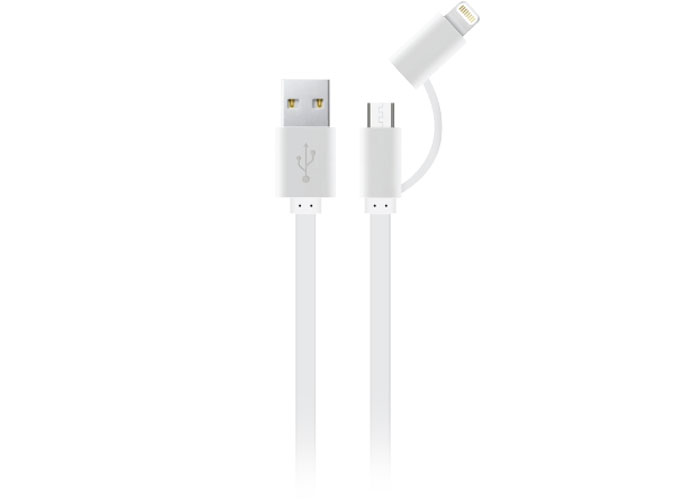 S-link ANC-KC20B Beyaz USB Micro/Lightning 2 in 1 1m Plastik Flat Kablo