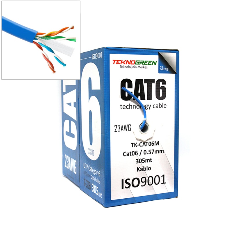 TeknoGreen TK-CAT06M Mavi Cat6 Utp (305 Metre) 23 Awg 0.57mm CCA Network Kablosu