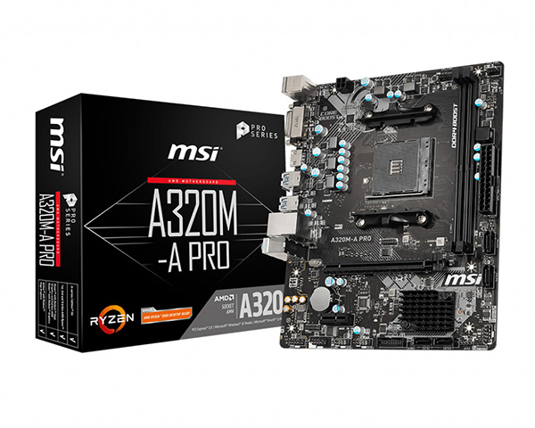 Msi A320M-A PRO AM4 DDR4 3200(OC) Dvi Hdmi USB3.2 mATX