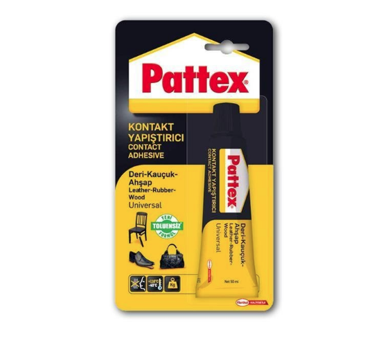 Pattex Kontak Deri-Kauçuk-Ahşap Yapıştırıcı 50GR Tüp Sarı