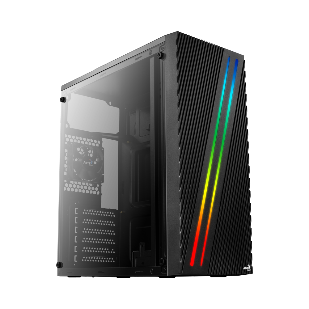 Aerocool Streak RGB Full Acrylic 500W Midi Tower Siyah Kasa AE STRK 500