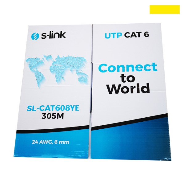 S-Link SL-CAT608YE Sarı Cat6 Utp ( 305 Metre ) 24 Awg Network Kablosu