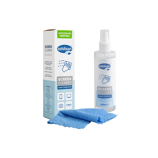 Addison 300870 Lcd Ekran Temizleyici Sprey 200ml + Mikrofiber Bez