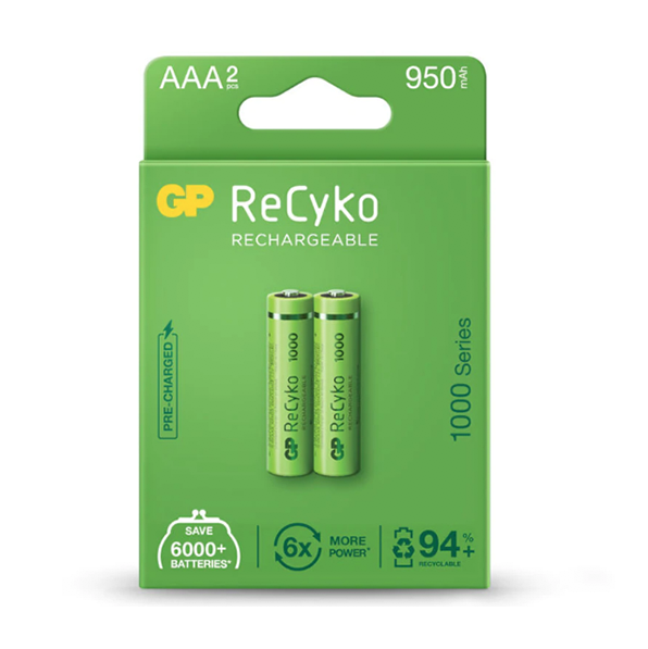 GP 1000 mAh Recyko Şarjlı İnce Kalem AAA 2 li Pil