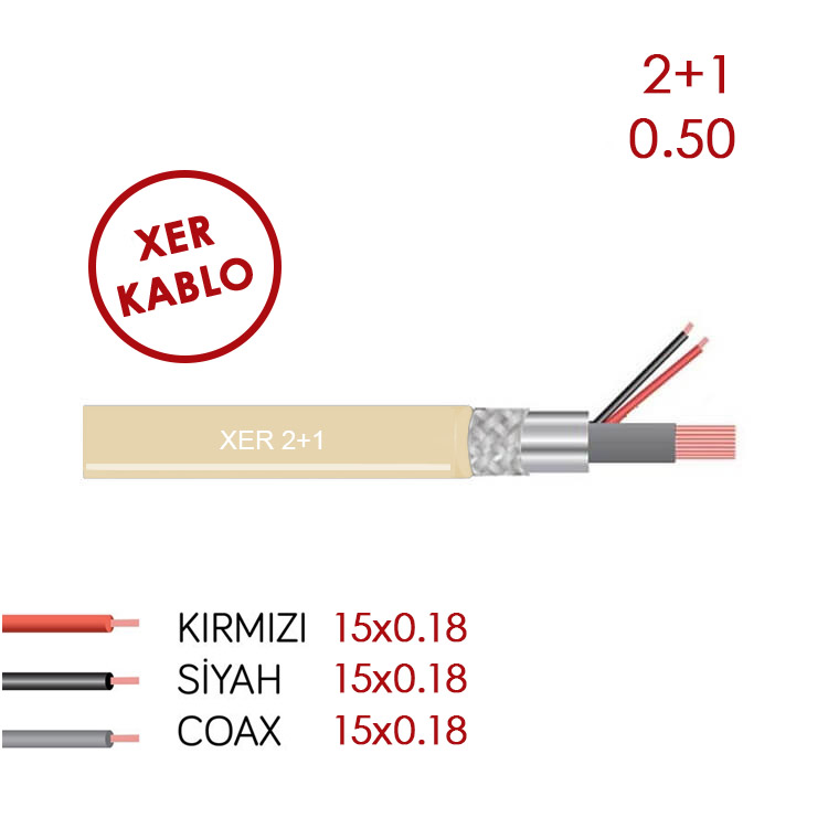 XER 2+1 2X0.50 Cca Cctv Kablo 250 Metre