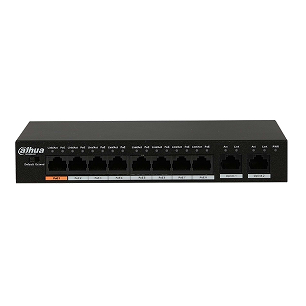 Dahua PFS3010-8ET-96 V2 8 Port 10/100 PoE +2 Uplink Yönetilemez Switch 96W