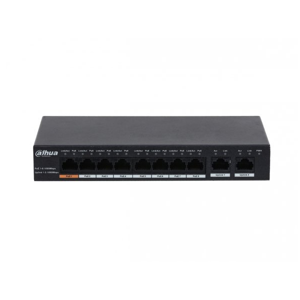 Dahua PFS3010-8GT-96 V2 8 Port 10/100/1000 PoE +2 Uplink Yönetilemez Switch 96W