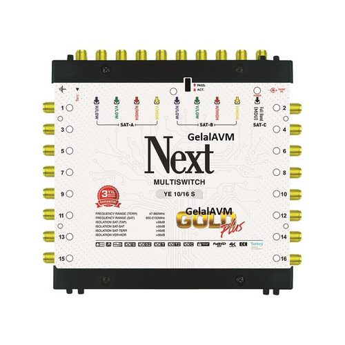 Next YE-10/16 Gold Plus Sonlu Adaptörlü 4K Merkezi Uydu Santrali