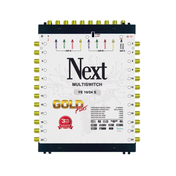Next YE-10/24 Gold Plus Sonlu Adaptörlü 4K Merkezi Uydu Santrali