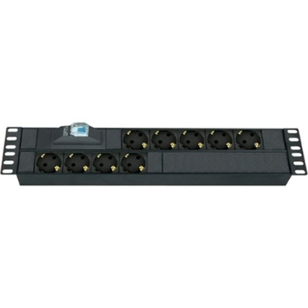 Ager 9 lu Sigortalı Otomatlı Aliminyum 19 inch 2u 3X1.5 MM. Schuko Grup Priz AA-PRZ02U19-9S-AL-9XDIN49440 (250v 16a)