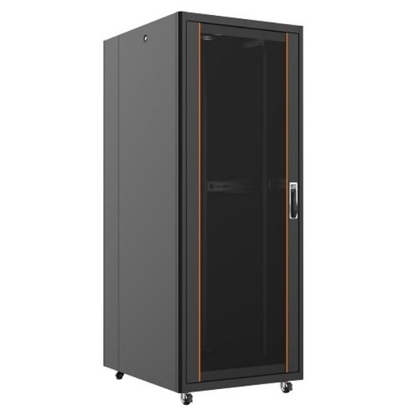 Ager 42U 800X1000MM Vega Serisi Dikili Tip Siyah Kabinet AG-VB42U8010S1-BAAA-A-M1-42U8010 Cam Kapak (Tekerlek Takımı Dahil)