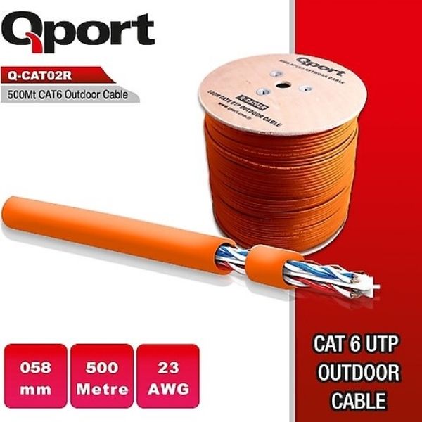 Qport Q-CAT02R CAT6 OutdoorTuruncu 500m 23AWG 0.58mm Network Kablosu
