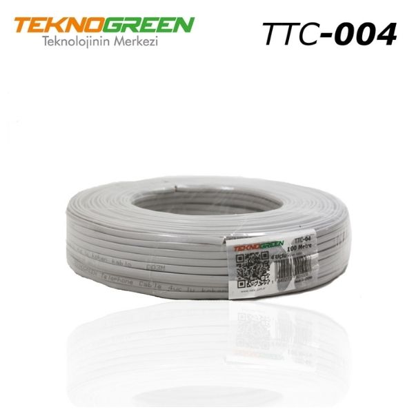 TeknoGreen TTC-04 100 Metre 4 Uçlu Telefon Kablosu