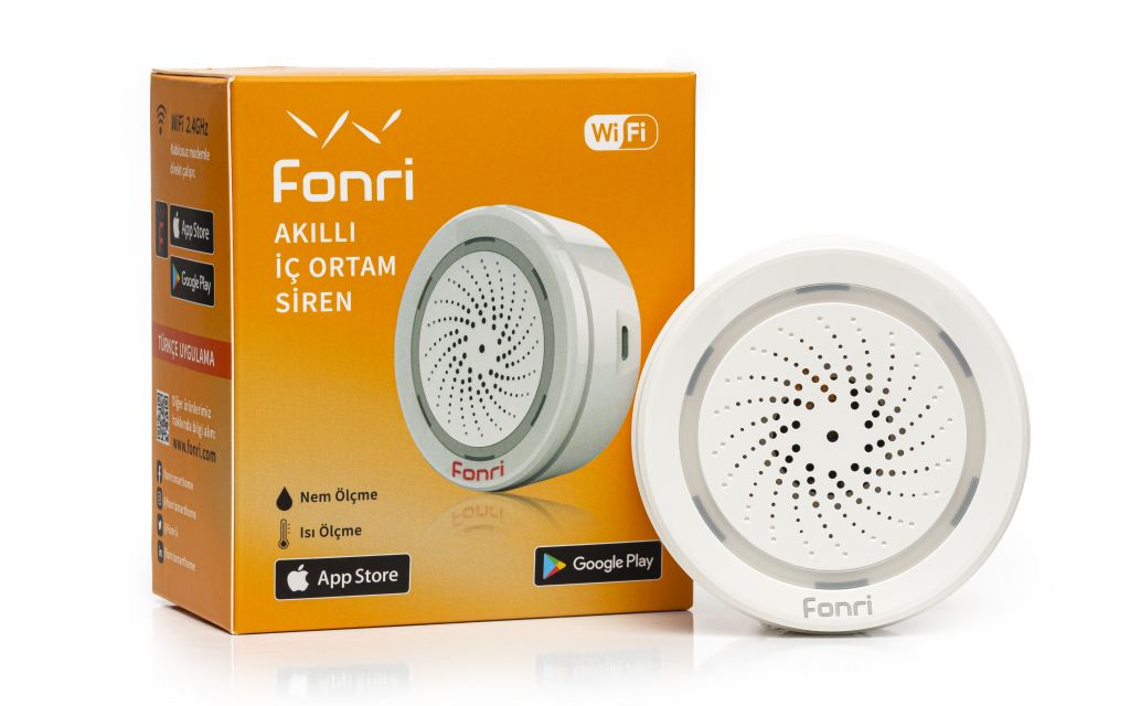 Fonri Wifi NAS-AB02W0 Akıllı Isı + Nem Ölçer + Siren