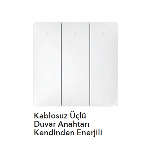 Fonri Wifi K9C-W3 Kablosuz Üçlü Duvar Anahtarı-Kendinden Enerjili