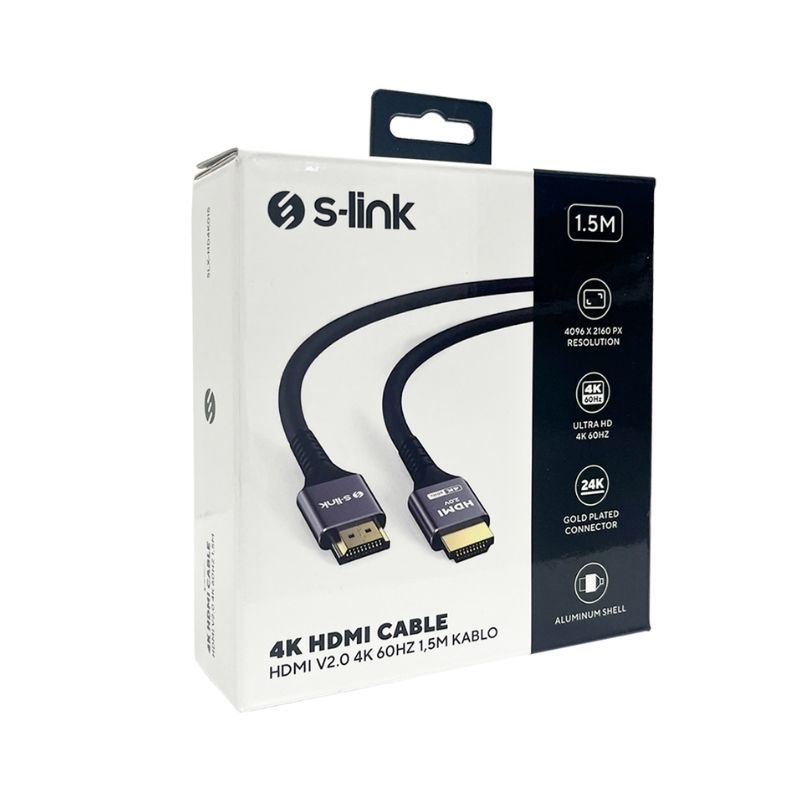 S-link SLX-HD4K015 19+1 HDMI to HDMI Metal v2.0 4K 60Hz 1.5m Kablo