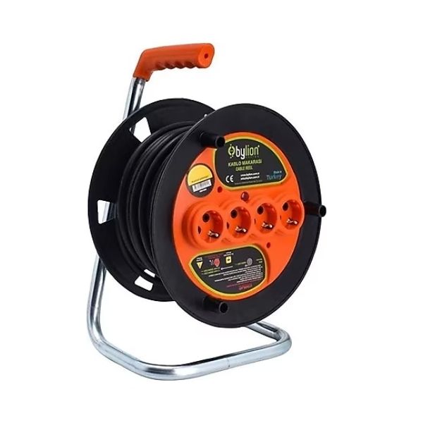 Bylion 20 Metre 3x2.5mm 16A/220V Seyyar Makaralı Uzatma Kablosu Termal Sigortalı