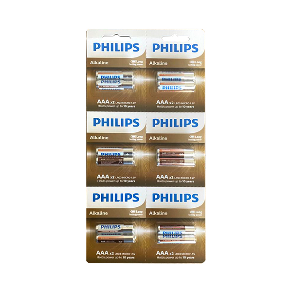 Philips LR03A12S/10 LR03 Micro 1.5V Alkalin AAA 6x2 Strip 12 li İnce Kalem Pil