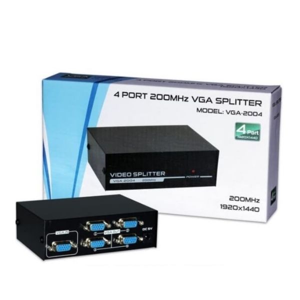 Nivatech NTC-514 4 Port 200 Mhz VGA Splitter VGA-2004 Siyah
