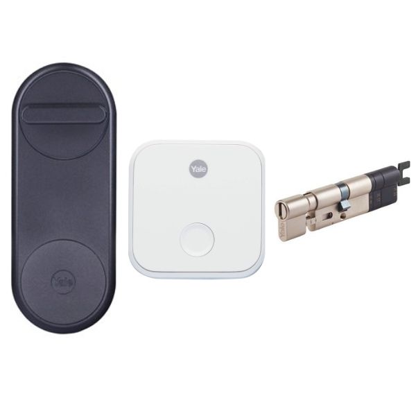 Yale kilit Yale Linus Akıllı Kilit Mat Siyah Barel+Bluetooh+Wifi Set
