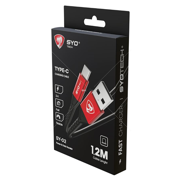 Syotech SY-02 TYPE-C To USB3.0 1.2M Data Transfer Hızlı Şarj Kablosu Siyah