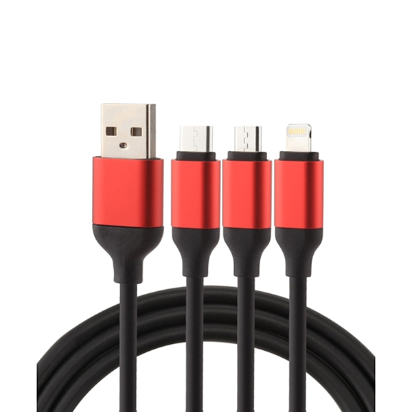 Syotech SY-XX 3in 1 USB To Type-C/Lightning/Micro 1M Data Transfer Hızlı Şarj Kablosu Siyah