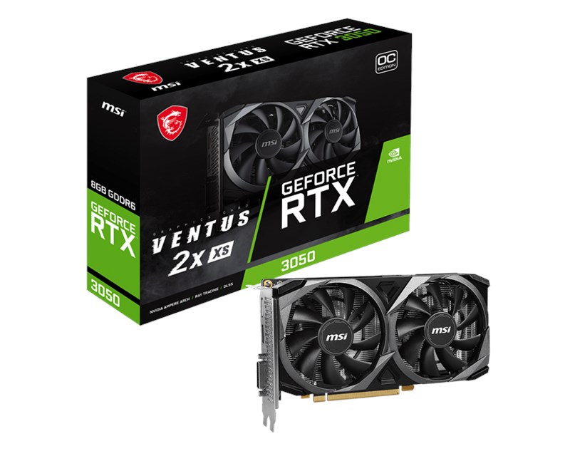 Msı Geforce Rtx 3050 Ventus 2x Xs 8g Oc Rtx3050 8GB Gddr6 128b Dx12 Pcıe 4.0 X8 (1XDP 1XHDMI 1XDL-DVI-D)