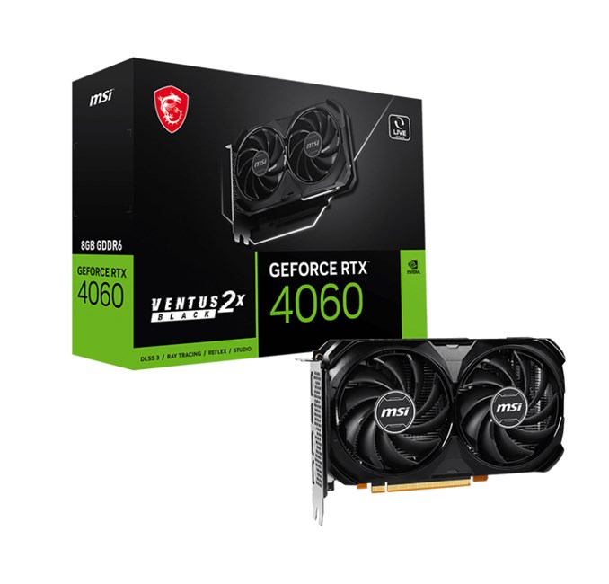 Msı Geforce RTX 4060 Ventus 2X Black 8G OC RTX4060 8GB GDDR6 128B DX12 PCIE 4.0 X8 (3XDP 1XHDMI)