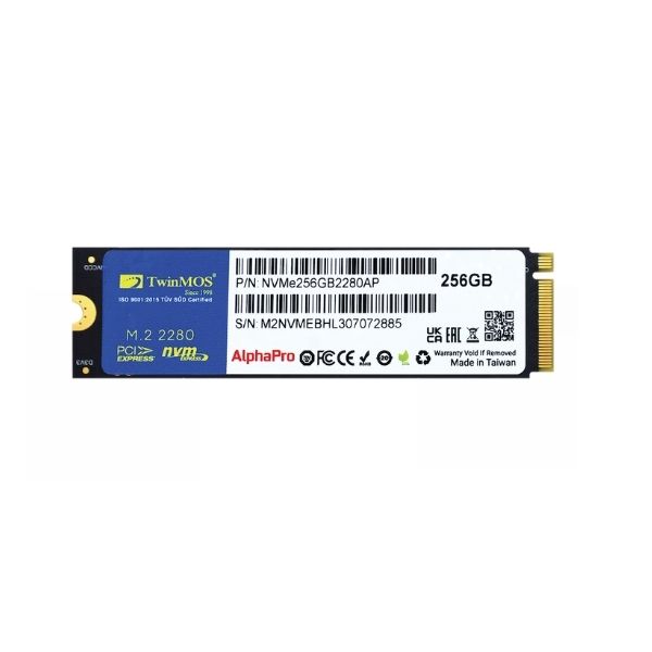 TwinMOS 256GB M.2 PCIe Gen3 NVMe SSD (3600-3250Mb/s) TLC 3DNAND NVMe256GB2280AP